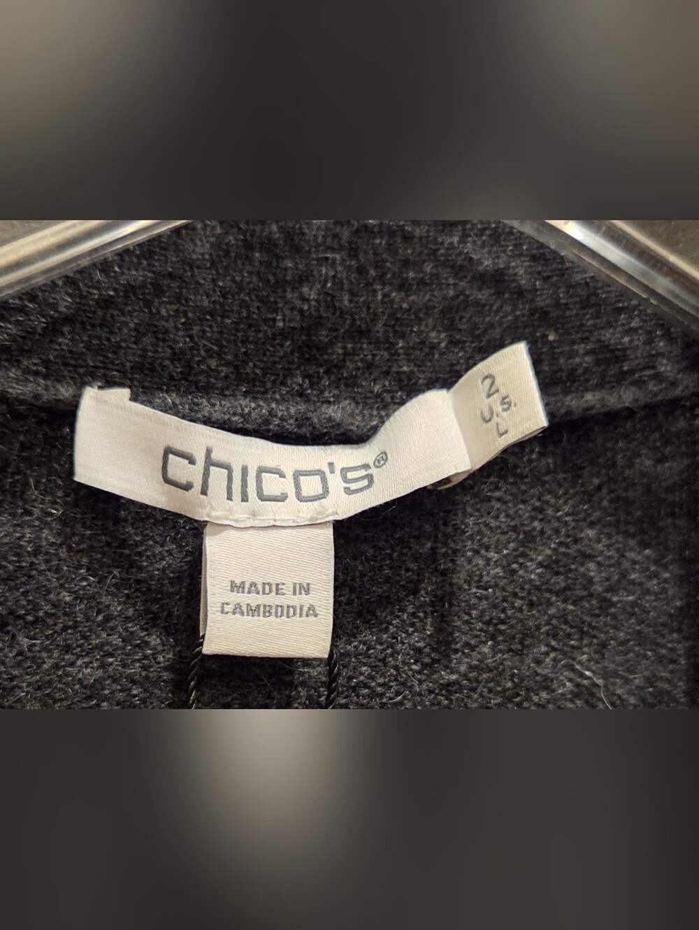 Chicos New Pure Cashmere Dark Grey Long Sleeved 2 Pocket Open Cardi Duster Large - Picture 2 of 6